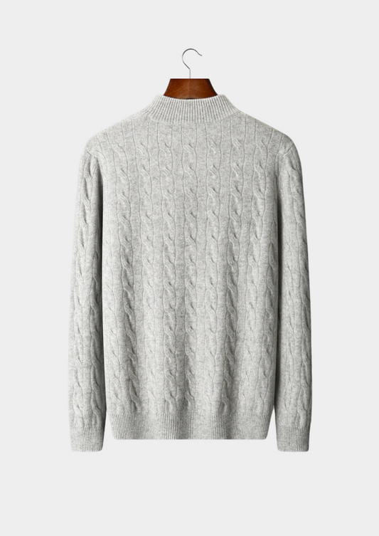 Pure Extra-Fine Merino Wool Cable Half Zip | Solmar