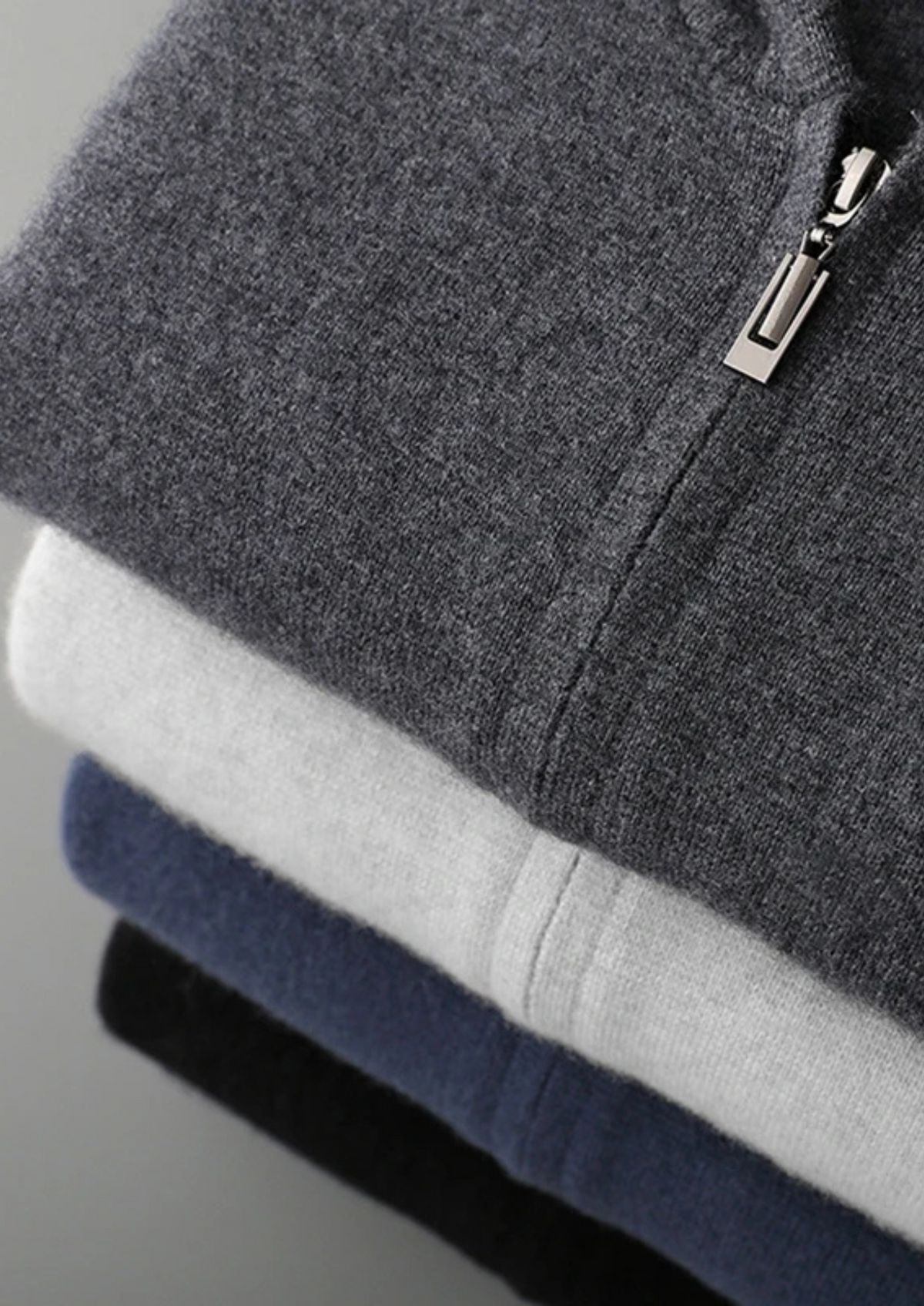 Sudadera con Capucha y Cremallera de Cachemira Premium