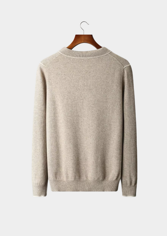 Premium Cashmere Two Tone Button Polo | Solmar