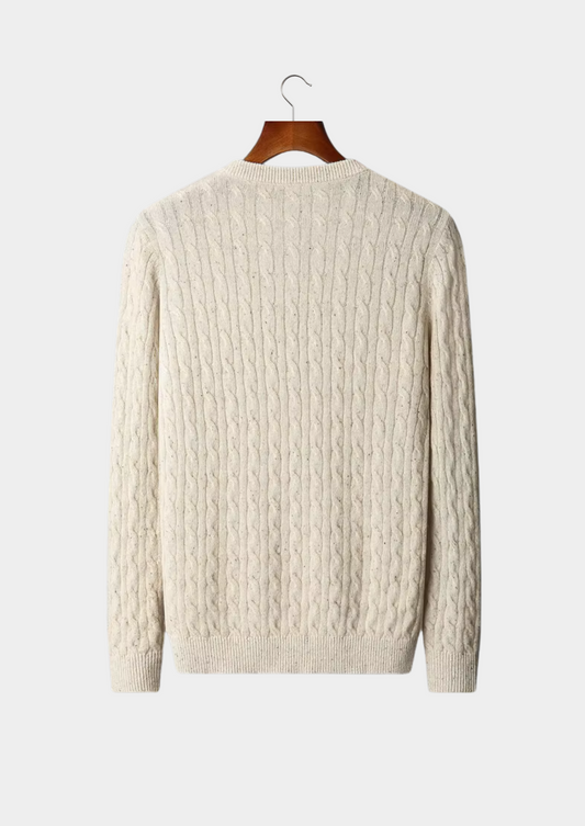 Pure Extra-Fine Merino Wool Nepped Cable Crewneck | Solmar