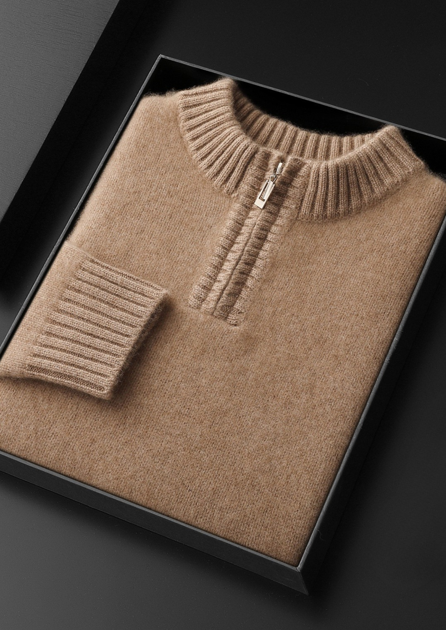 Pure Cashmere Light Beige Half Zip Sweater | Solmar