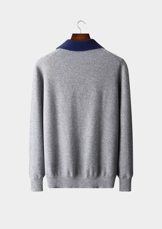 Premium Cashmere Two Tone Zipper Polo | Solmar