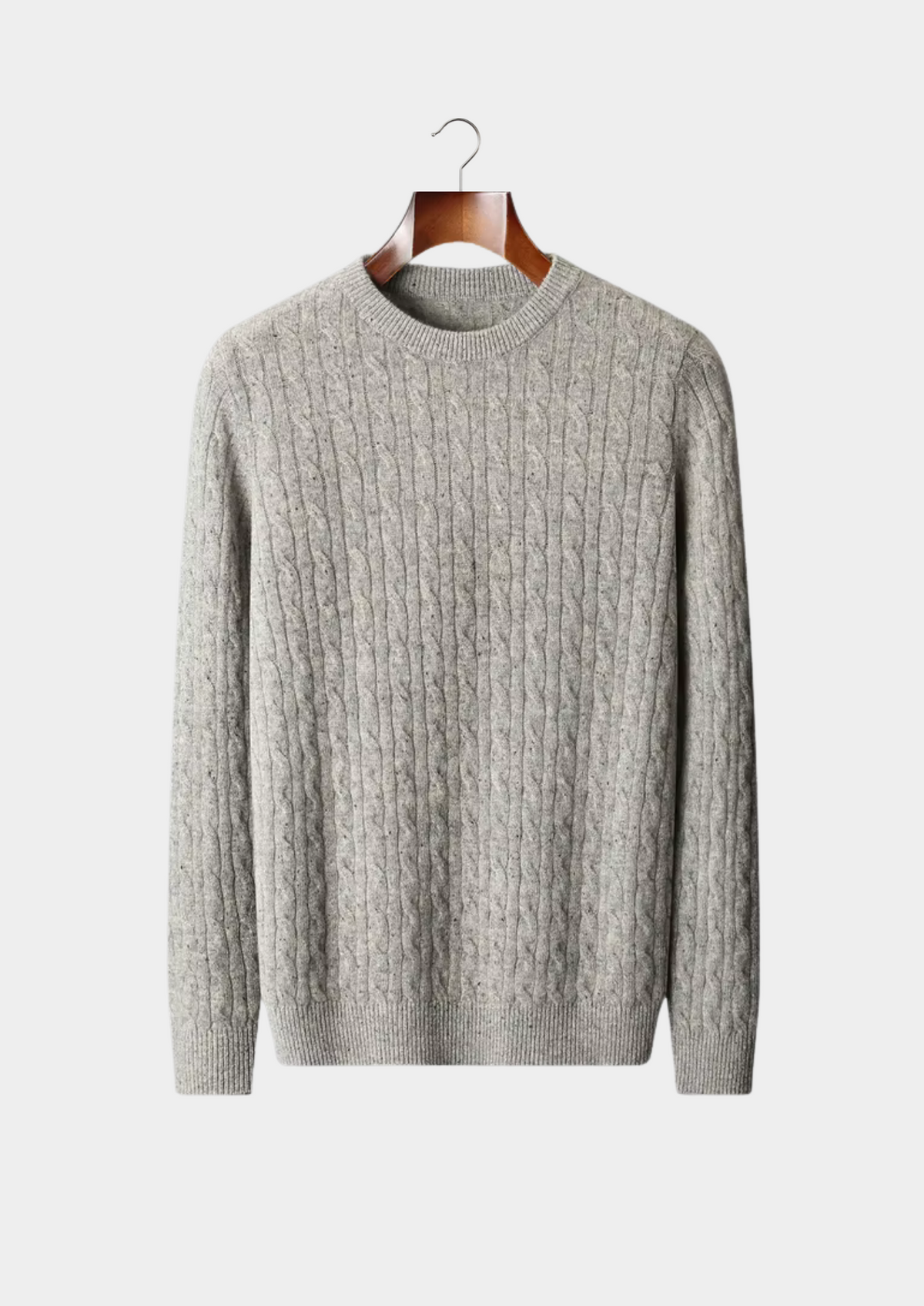 Pure Extra-Fine Merino Wool Nepped Cable Crewneck | Solmar