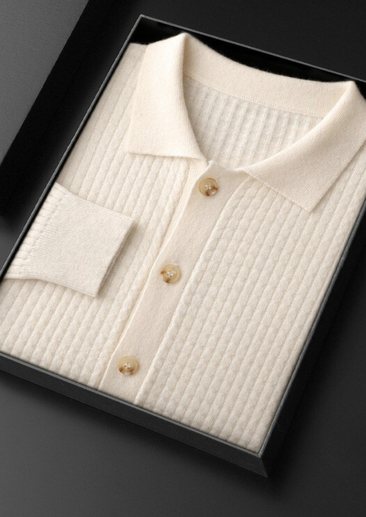 Pure Cashmere Ivory Textured Button Cardigan | Solmar