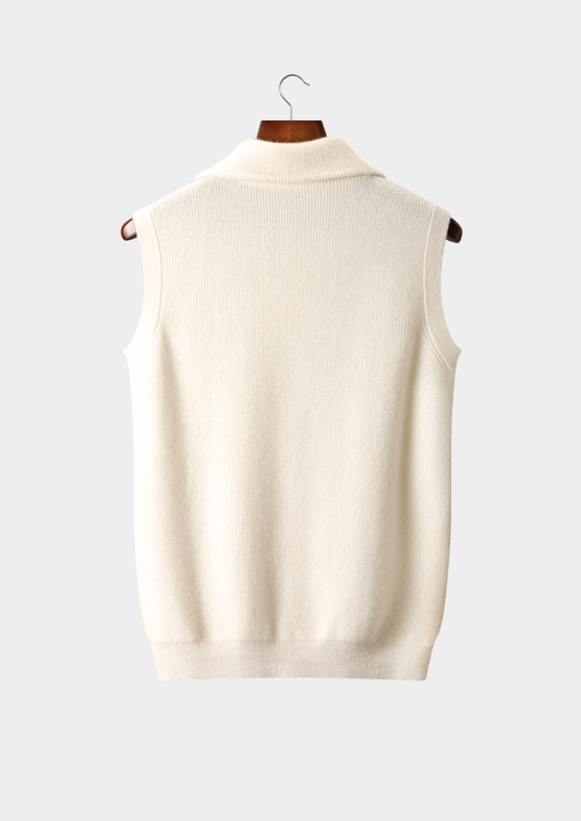 Pure Cashmere Ivory Body Warmer Vest | Solmar