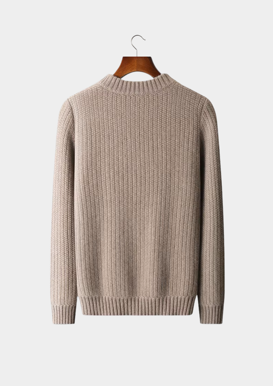 Pure Cashmere Beige Heavyweight Crewneck | Solmar