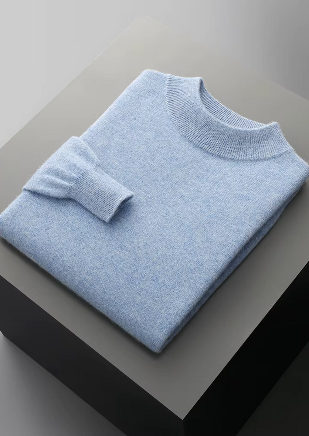 Jersey Clásico de Cuello Semi Alto de Lana Merino Extrafina Pura
