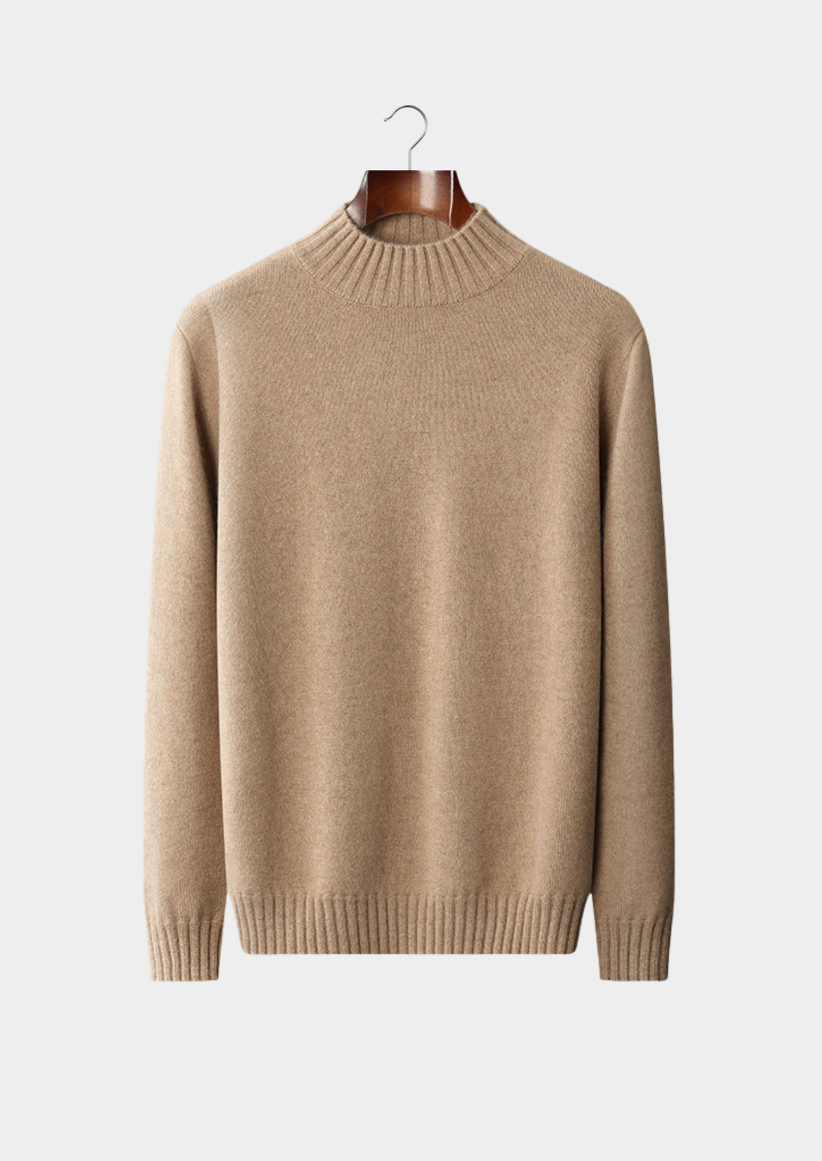 Pure Cashmere Beige Mockneck Sweater | Solmar