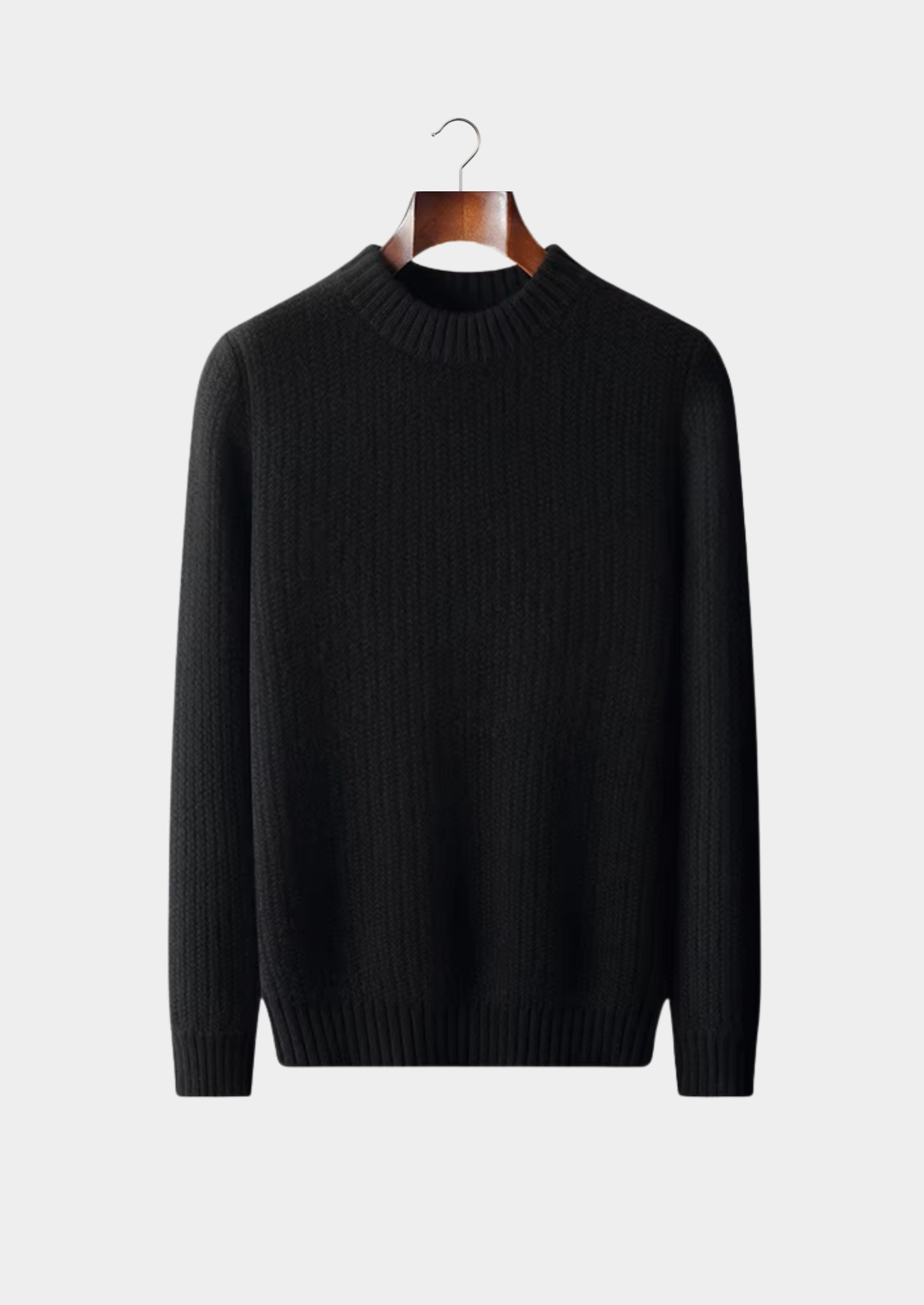 Pure Cashmere Black Heavyweight Crewneck | Solmar