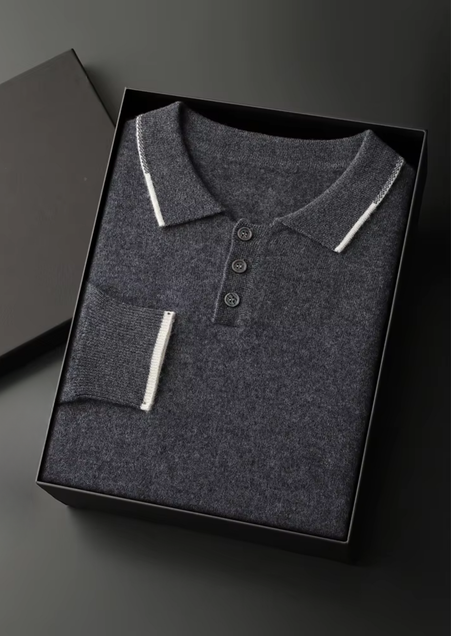 Polo Bicolor con Botones de Cachemira Premium