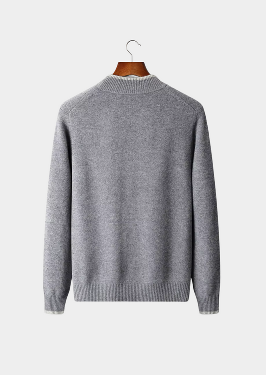Pure Extra-Fine Merino Wool Two-Tone Zip Cardigan | Solmar