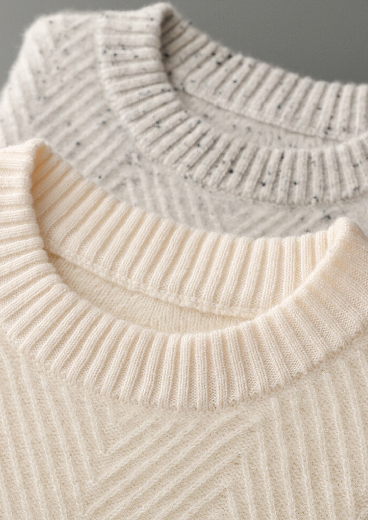 Pure Cashmere Light Gray Herringbone Crewneck | Solmar