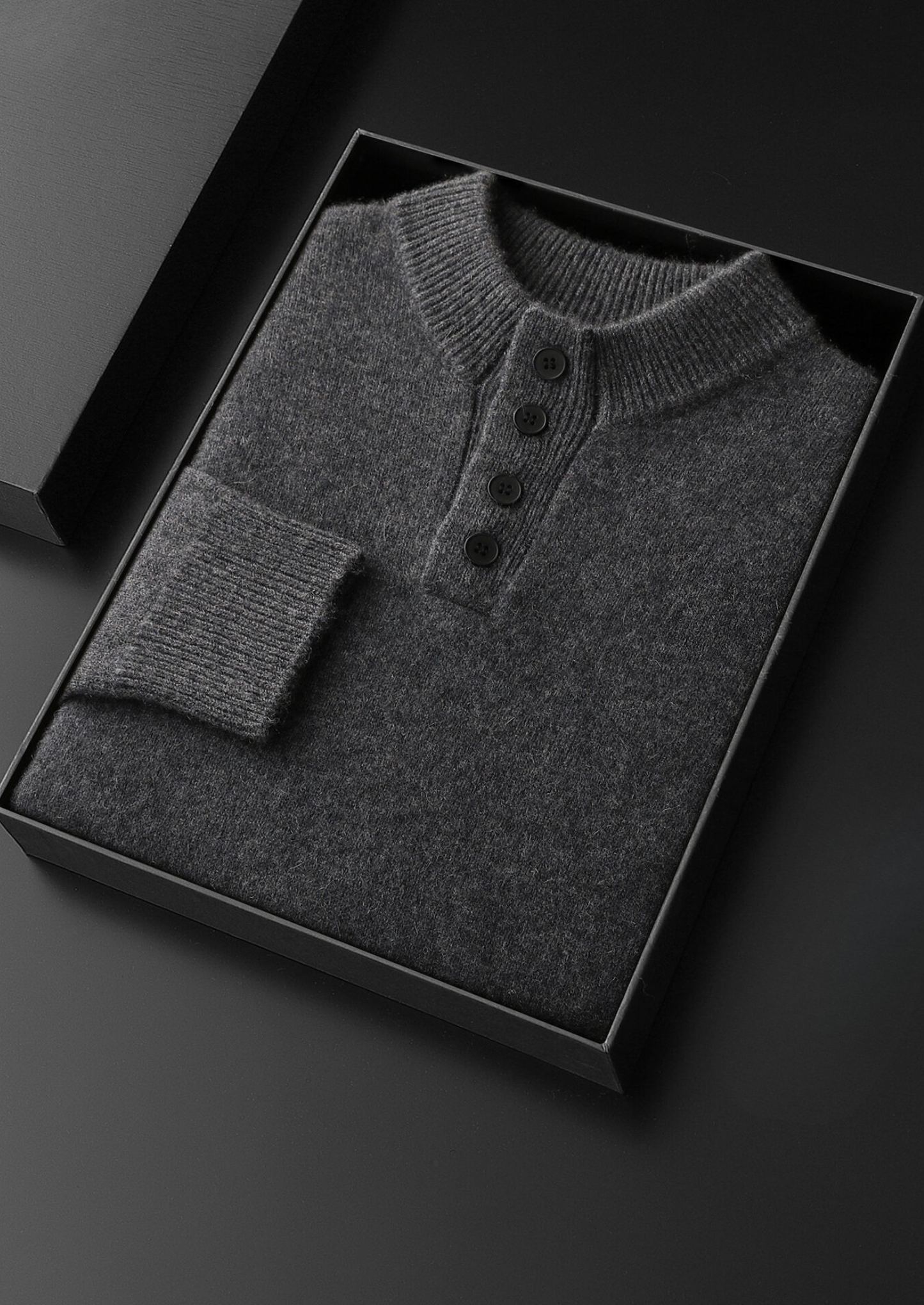 Pure Cashmere Dark Gray Button Sweater | Solmar