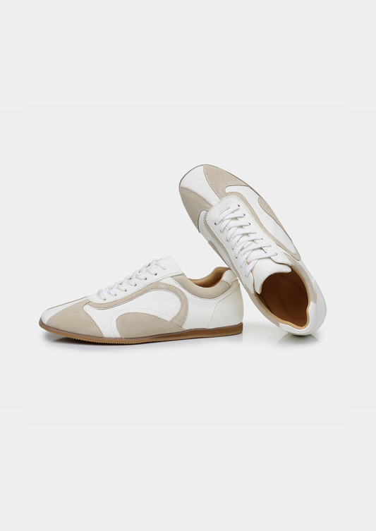 White Retro Hybrid Suede Leather Runner | Solmar