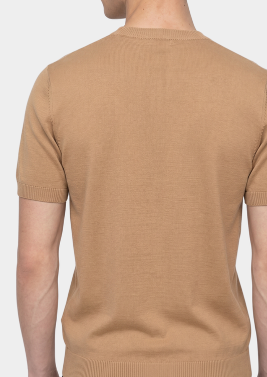 Essential Beige Knitted Crewneck T-Shirt | Solmar
