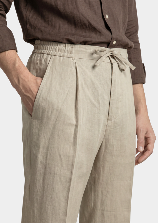 Drawstring Coastal Trousers - Sand | Solmar