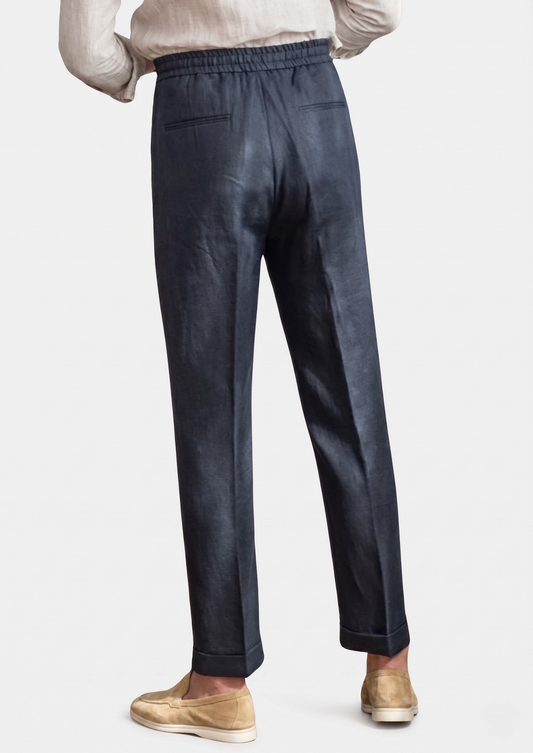 Drawstring Coastal Trousers - Navy Blue | Solmar