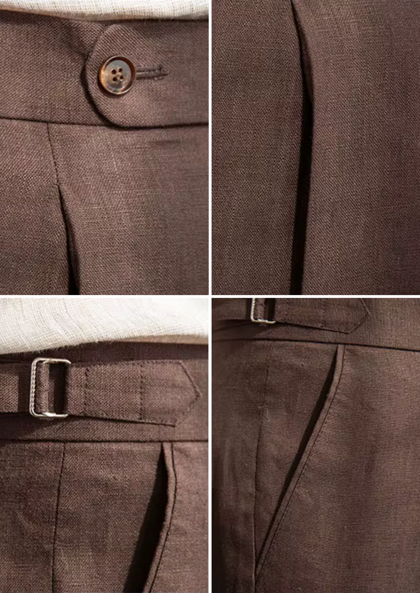 Tuscany Pleated Coastal Trousers - Dark Brown | Solmar