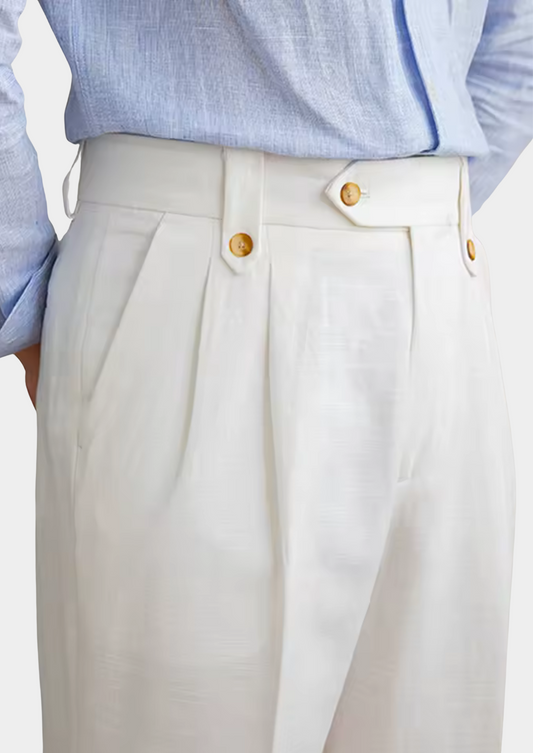 Cagliari Pleated Coastal Trousers - White | Solmar