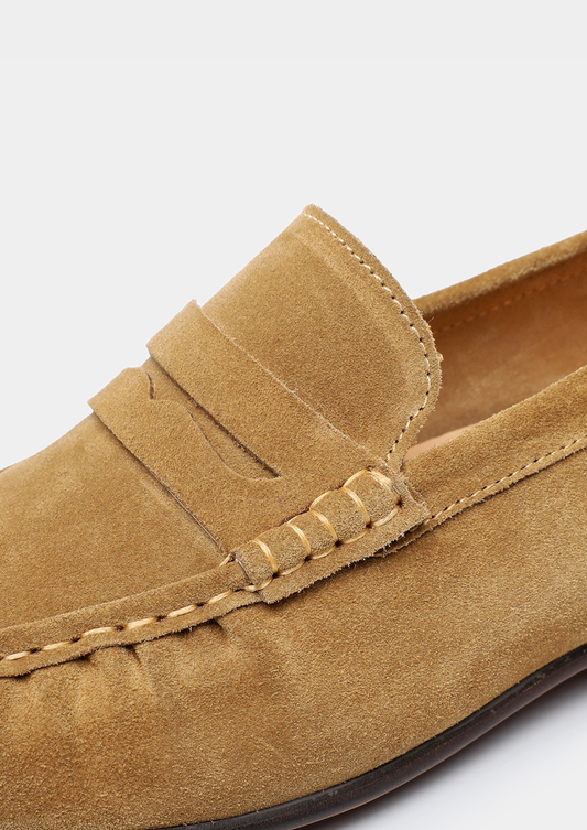 Caramel Classic Penny Suede Loafers | Solmar