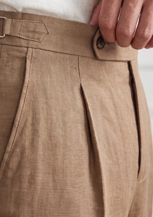 Tuscany Pleated Coastal Trousers - Caramel | Solmar