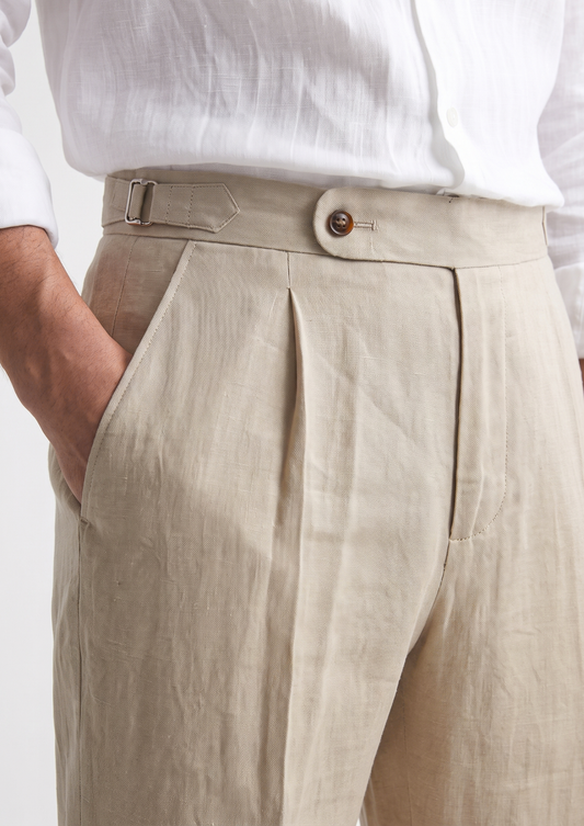 Tuscany Pleated Coastal Trousers - Sand | Solmar
