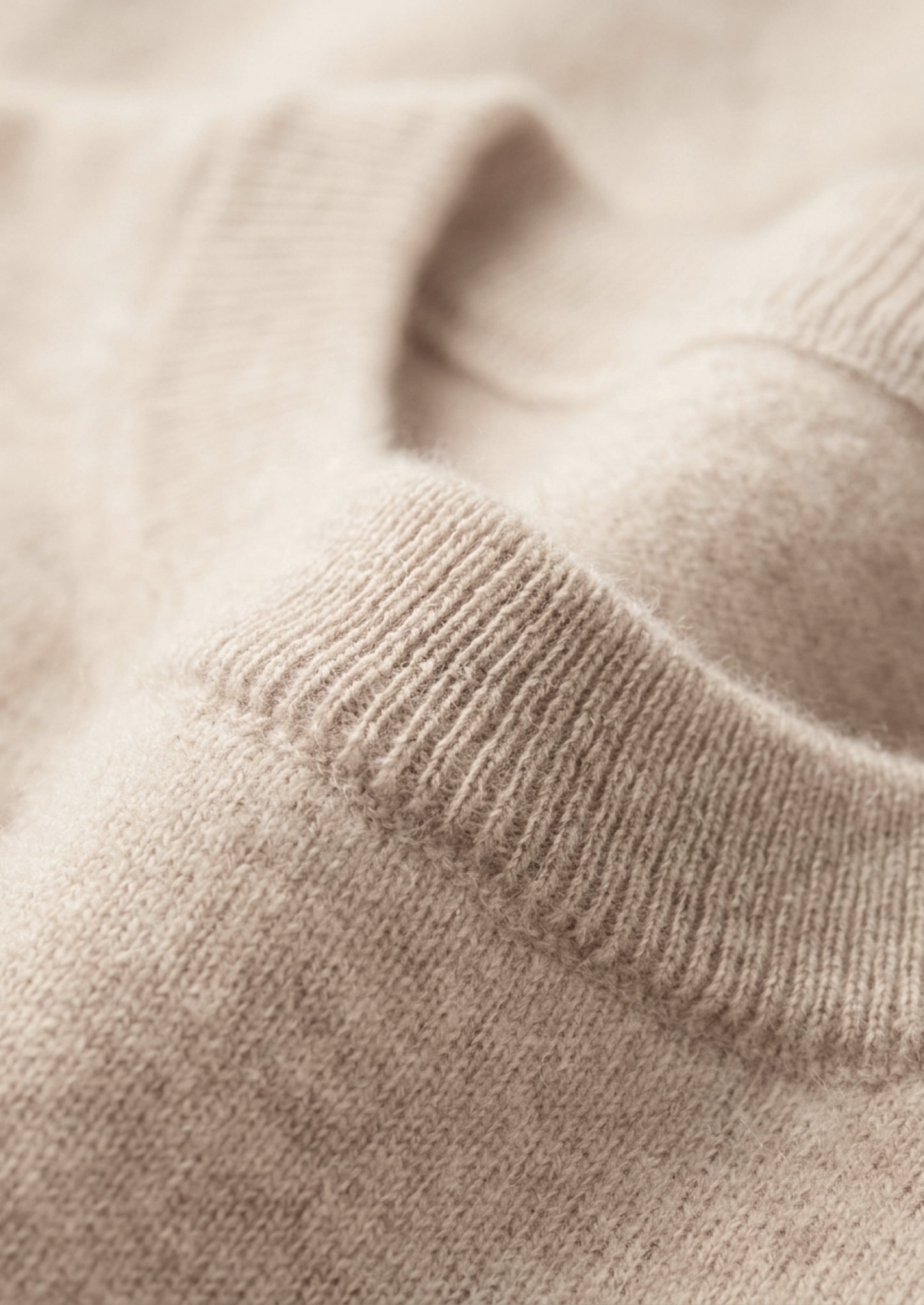 Premium Cashmere Classic Crewneck T-Shirt - Ivory Mocha | Solmar