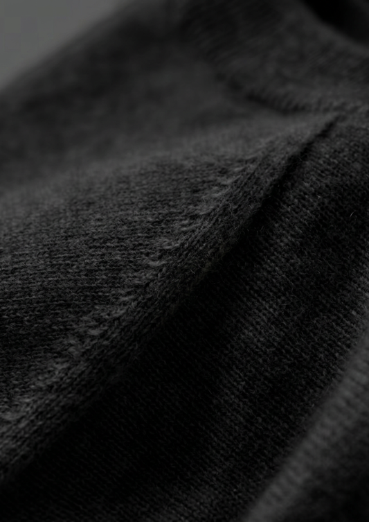 Premium Cashmere Classic Crewneck T-Shirt - Black | Solmar