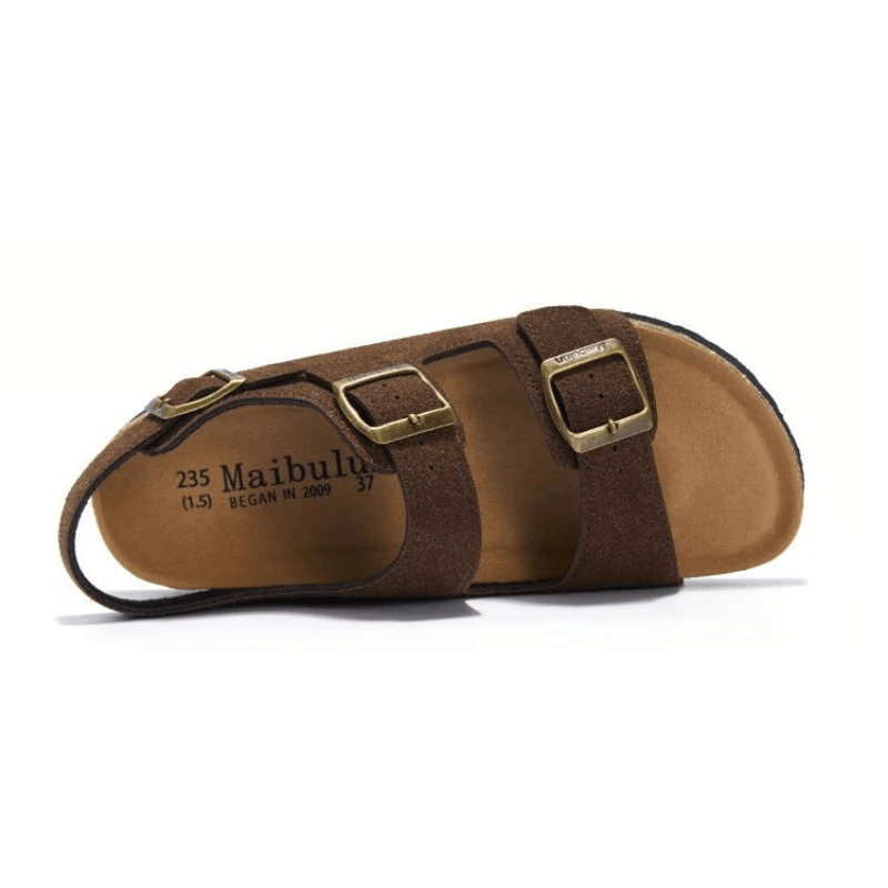 Amalfi Three-Strap Cork Sandals - Dark Brown | Solmar