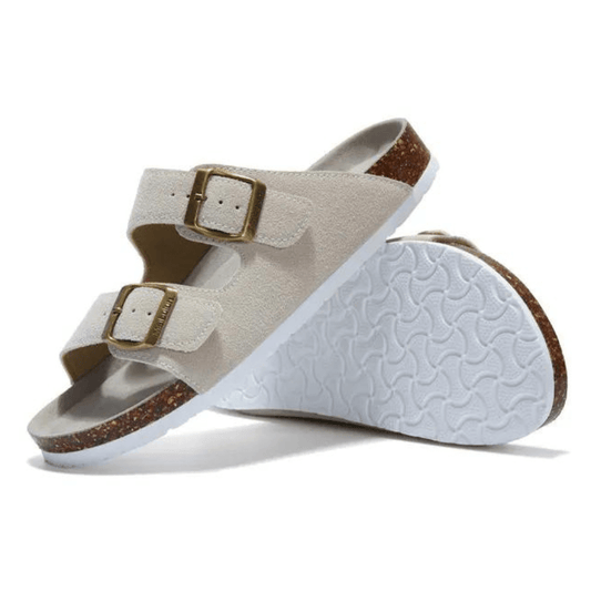 Maibulun Suede Arizona Sandals - Cream | Solmar