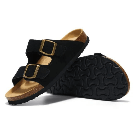 Maibulun Suede Arizona Sandals - Black | Solmar