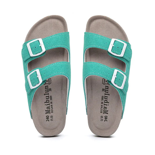 Maibulun Suede Arizona Sandals - Aqua | Solmar