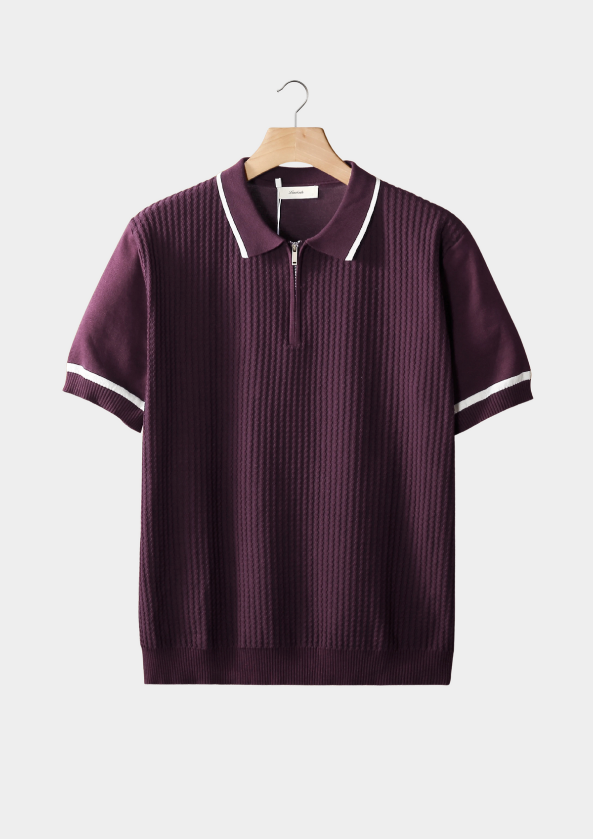Purple Contrast Trim Zipper Polo | Solmar