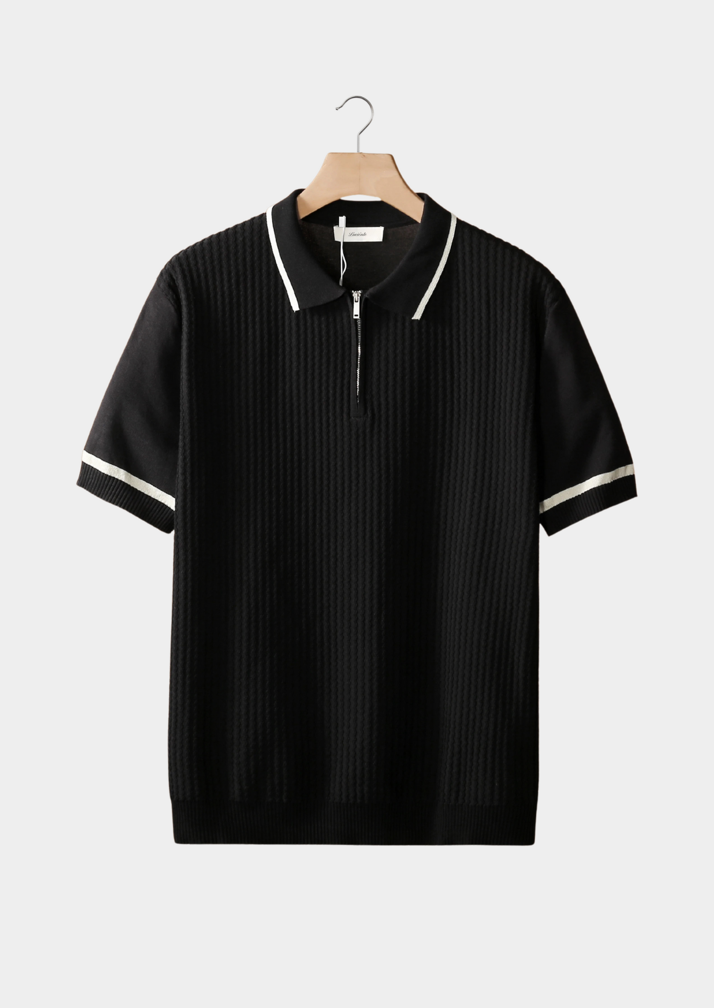 Black Contrast Trim Zipper Polo | Solmar