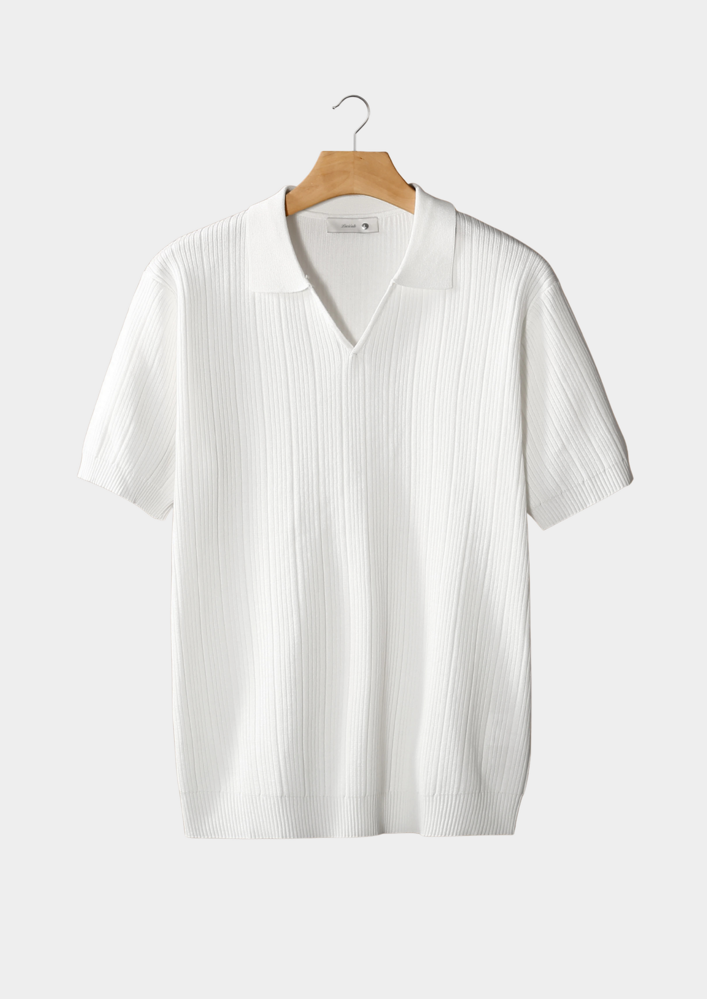 White Open Collar Ribbed Polo | Solmar