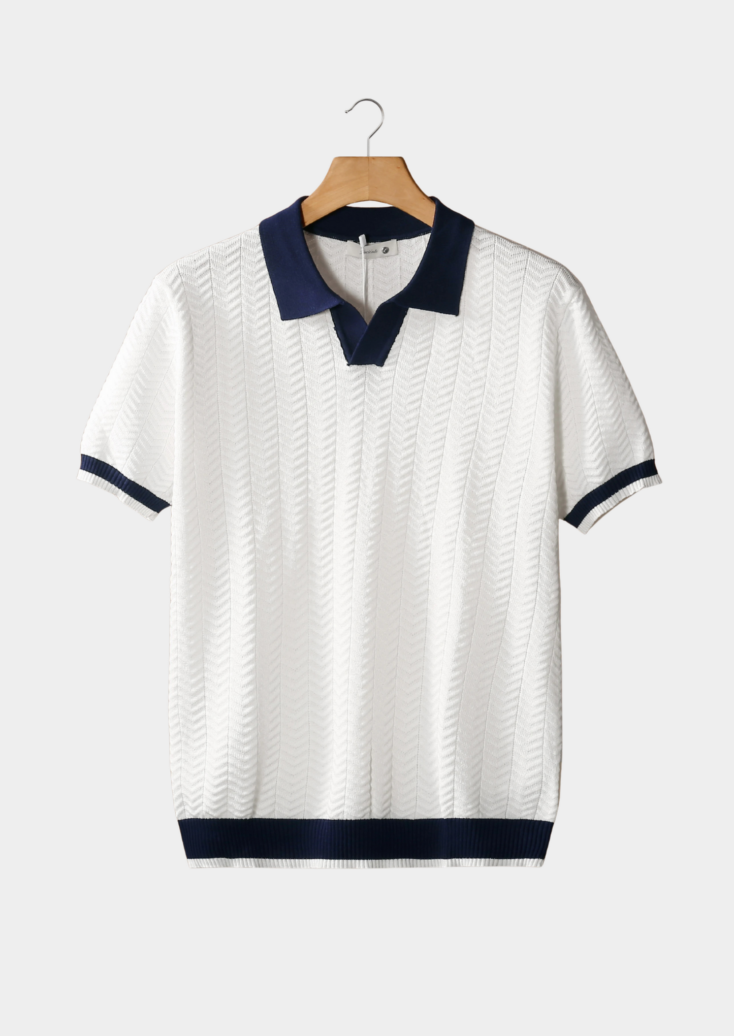 White Contrast Textured Polo | Solmar