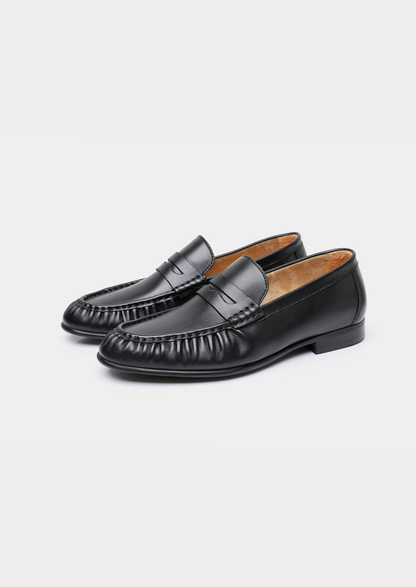 Black Classic Penny Leather Loafers | Solmar