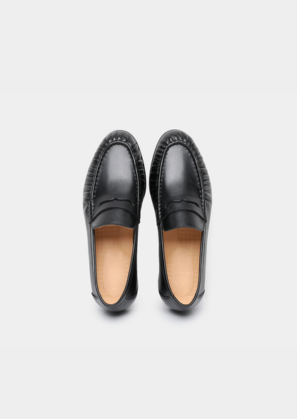 Black Classic Penny Leather Loafers | Solmar