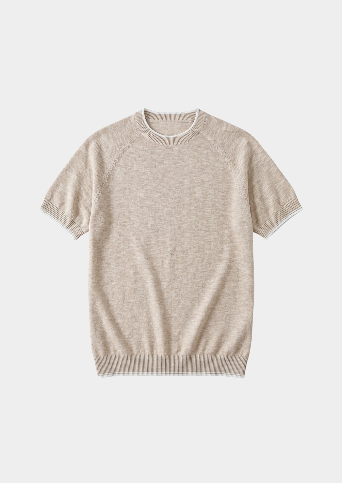 Capri Beige Linen Contrast T-Shirt | Solmar