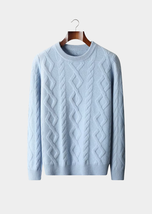 Pure Extra-Fine Merino Wool Wintertime Cable Crewneck | Solmar