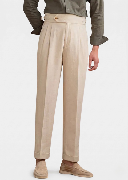 Napoli Pleated Coastal Trousers - Sand | Solmar