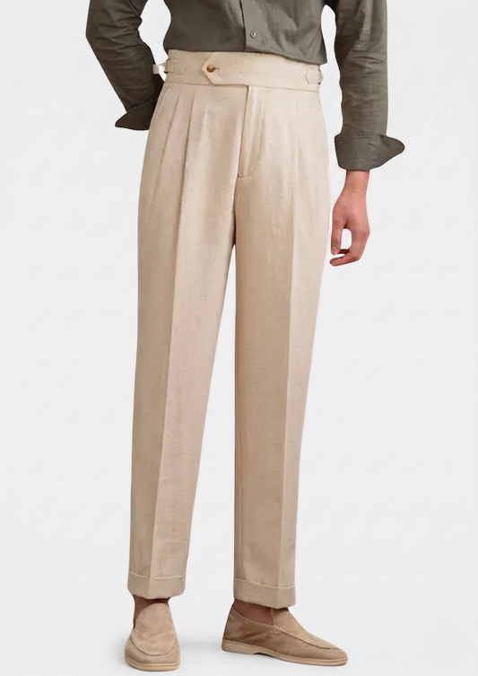 Napoli Pleated Coastal Trousers - Sand | Solmar