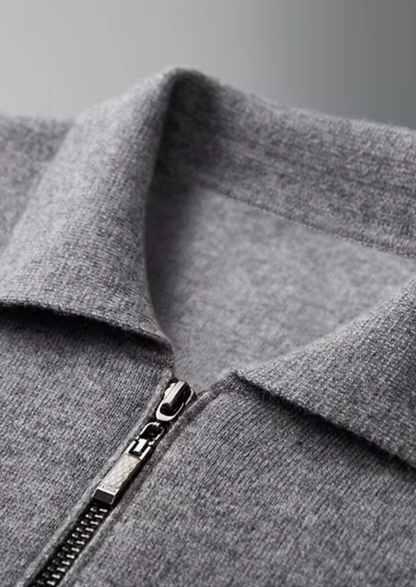 Pure Extra-Fine Merino Wool Polo Zip Cardigan | Solmar