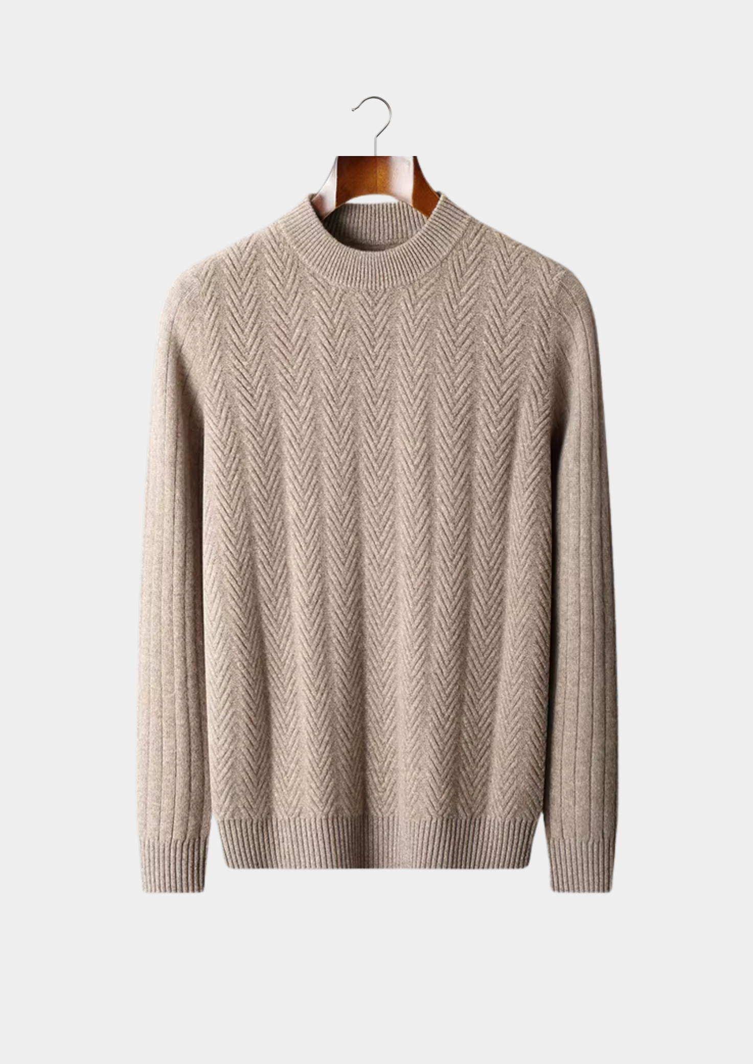 Pure Extra-Fine Merino Wool Herringbone Crewneck | Solmar