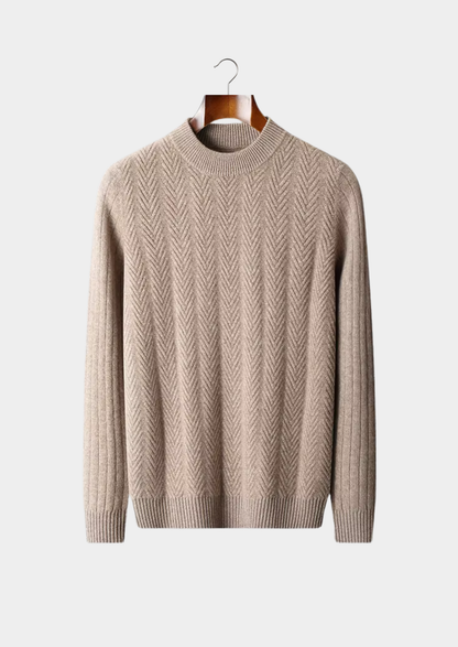 Pure Extra-Fine Merino Wool Herringbone Crewneck | Solmar