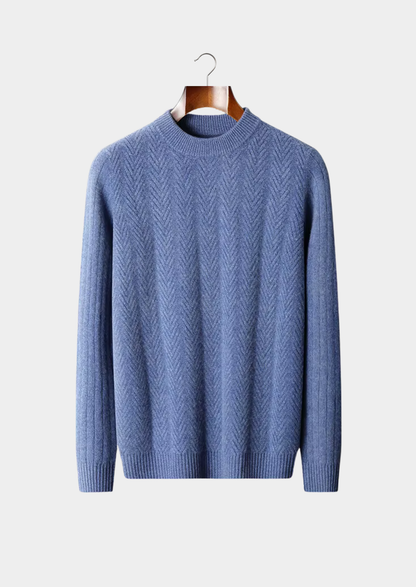 Pure Extra-Fine Merino Wool Herringbone Crewneck | Solmar