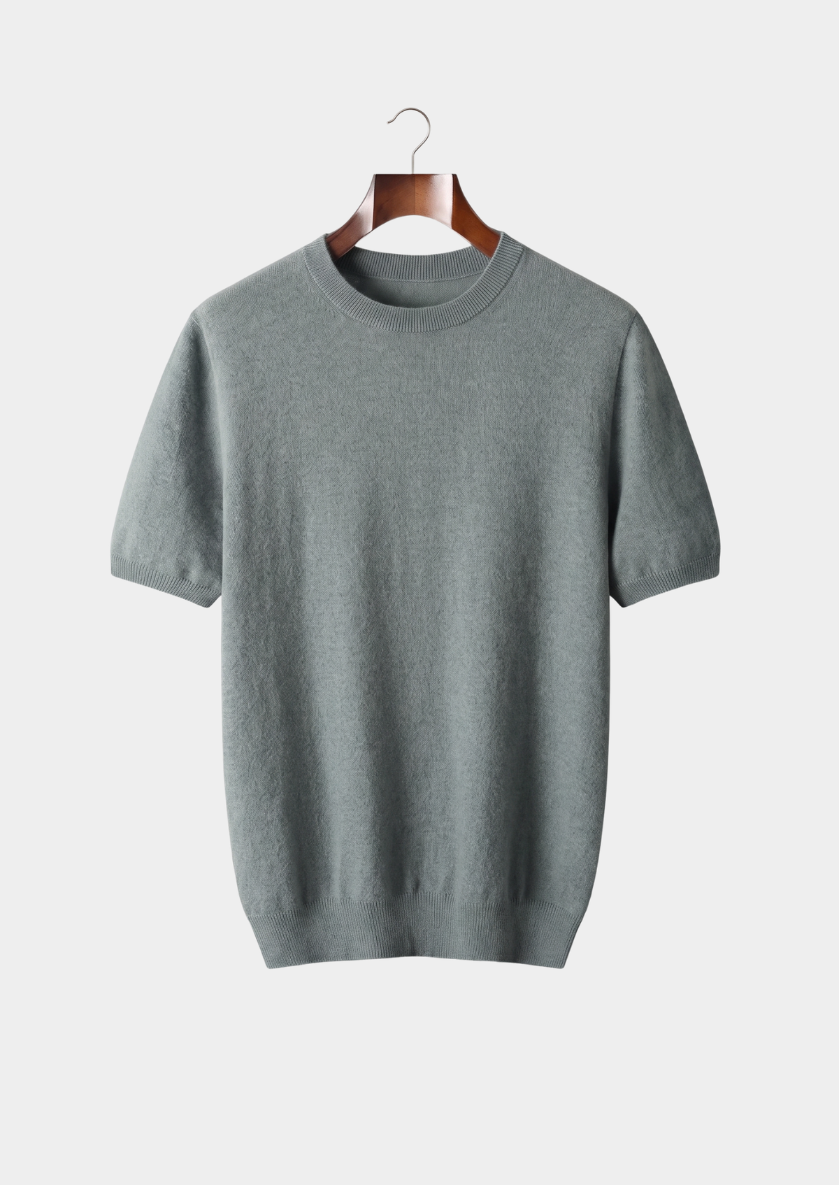 Premium Cashmere Classic Crewneck T-Shirt - Shadow Flint | Solmar