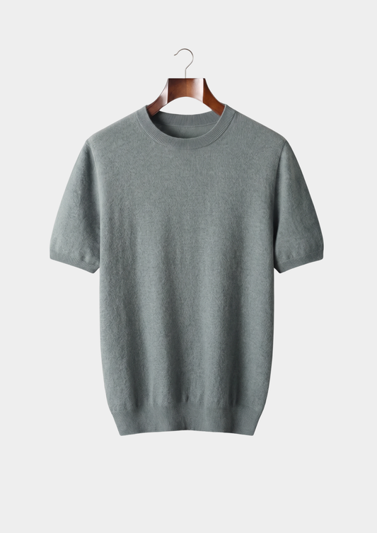 Premium Cashmere Classic Crewneck T-Shirt - Shadow Flint | Solmar