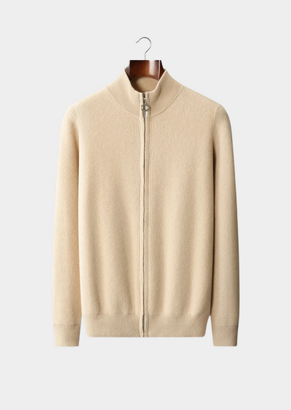 Pure Extra-Fine Merino Wool Ribbed Zip Cardigan | Solmar