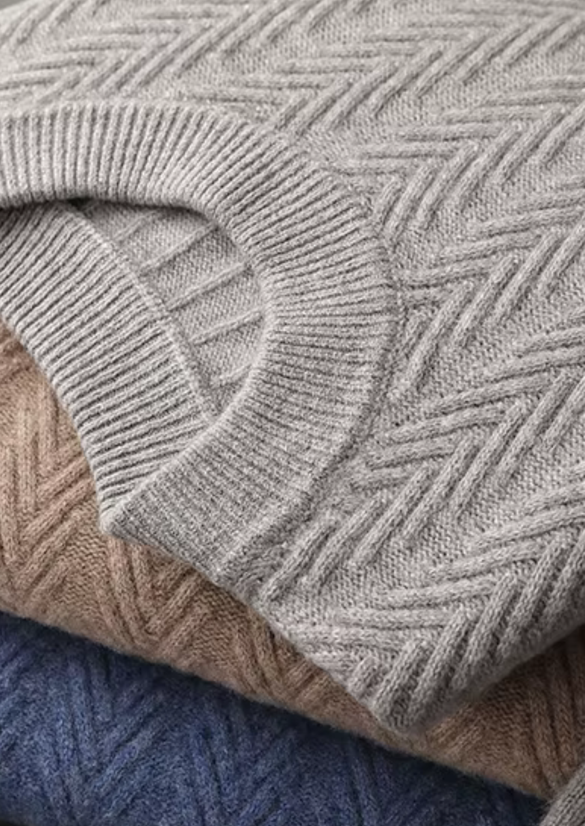 Pure Extra-Fine Merino Wool Herringbone Crewneck | Solmar
